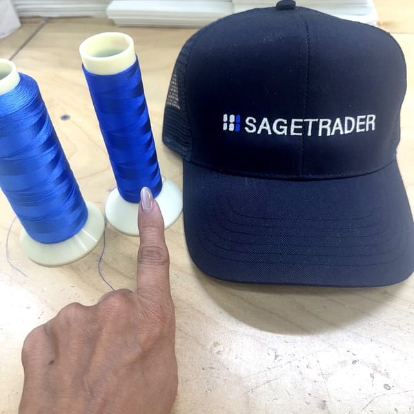 Sagetrader branded cap with sublimation printing Miami and embroidery thread detail